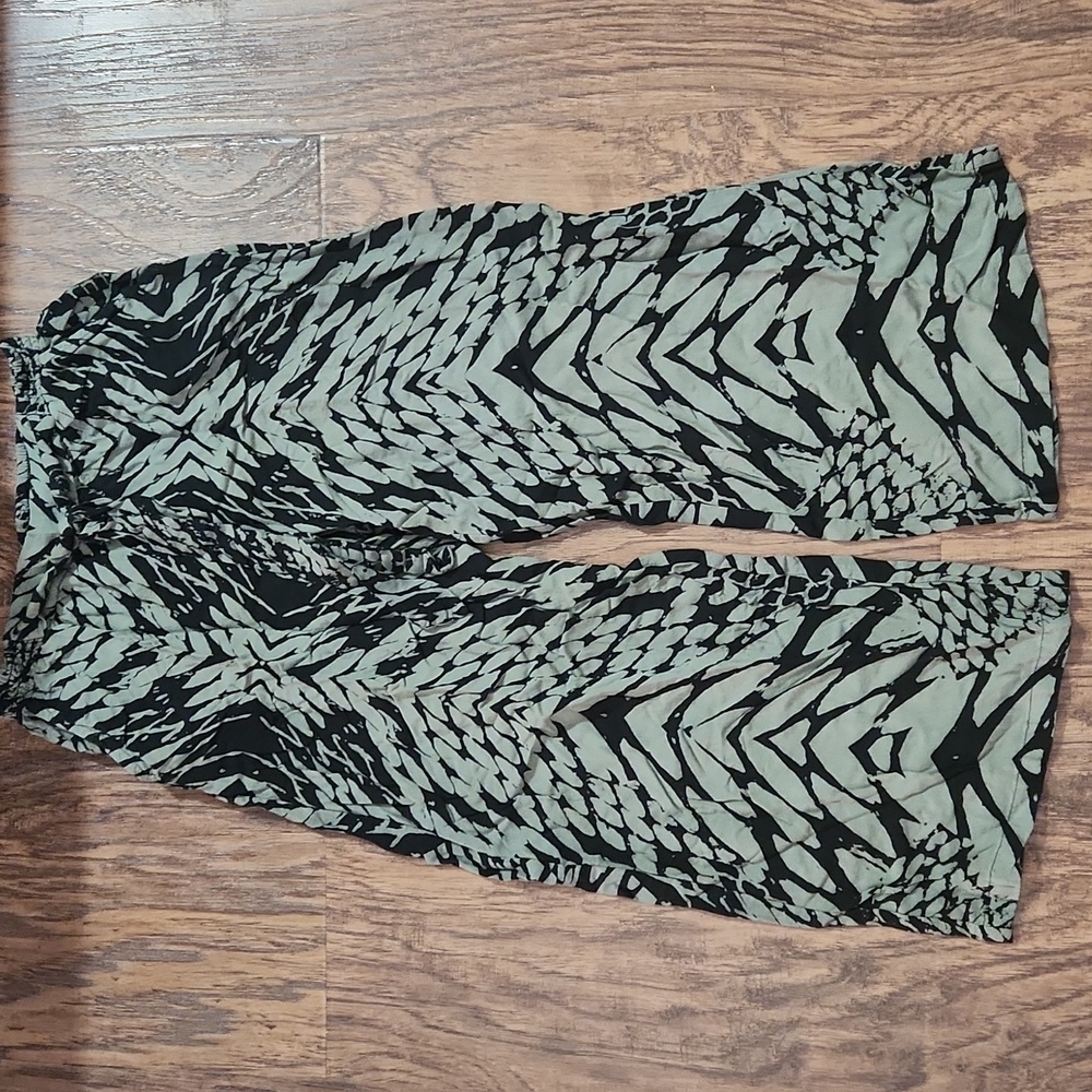 Black and Green Girls' Wide-leg Pants